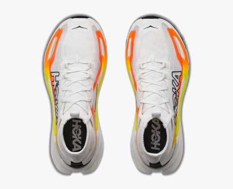  Giày Chạy Địa Hình Nam Hoka Tecton X 4 - Frost / Neon tangerine 