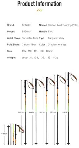  Gậy Chạy Trail Aonijie E4204 Carbon Trekking Pole - Cam 