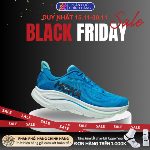  Giày Chạy Bộ Nam Hoka Clifton 10 Wide - Blue / Skyward Blue 