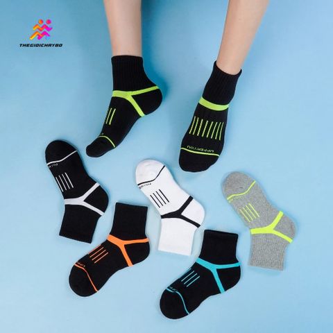  Tất/Vớ Cổ Ngắn Upper You Light Cushion SPM3003 - Đen/Xanh Dạ Quang 