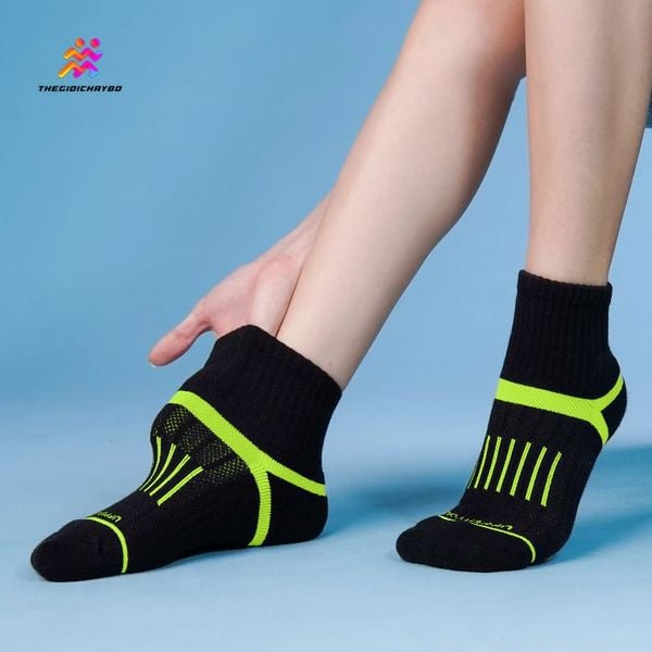  Tất/Vớ Cổ Ngắn Upper You Light Cushion SPM3003 - Đen/Xanh Dạ Quang 