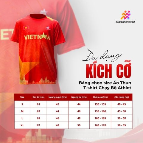  Áo Chạy Bộ T-shirt Athlet Unisex Thoáng Mát, Nhanh Khô - Việt Nam 