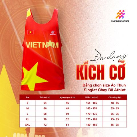  Áo Chạy Bộ Singlet Athlet Unisex Siêu Nhẹ, Nhanh Khô - Việt Nam 