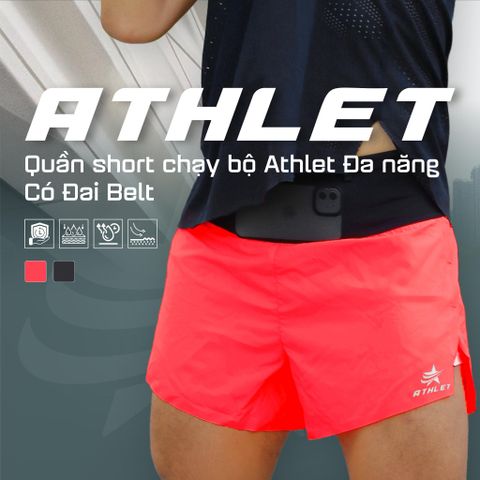  Quần Short Chạy Bộ Athlet ATQ403 Đa Năng , Có Đai Belt - Cam 