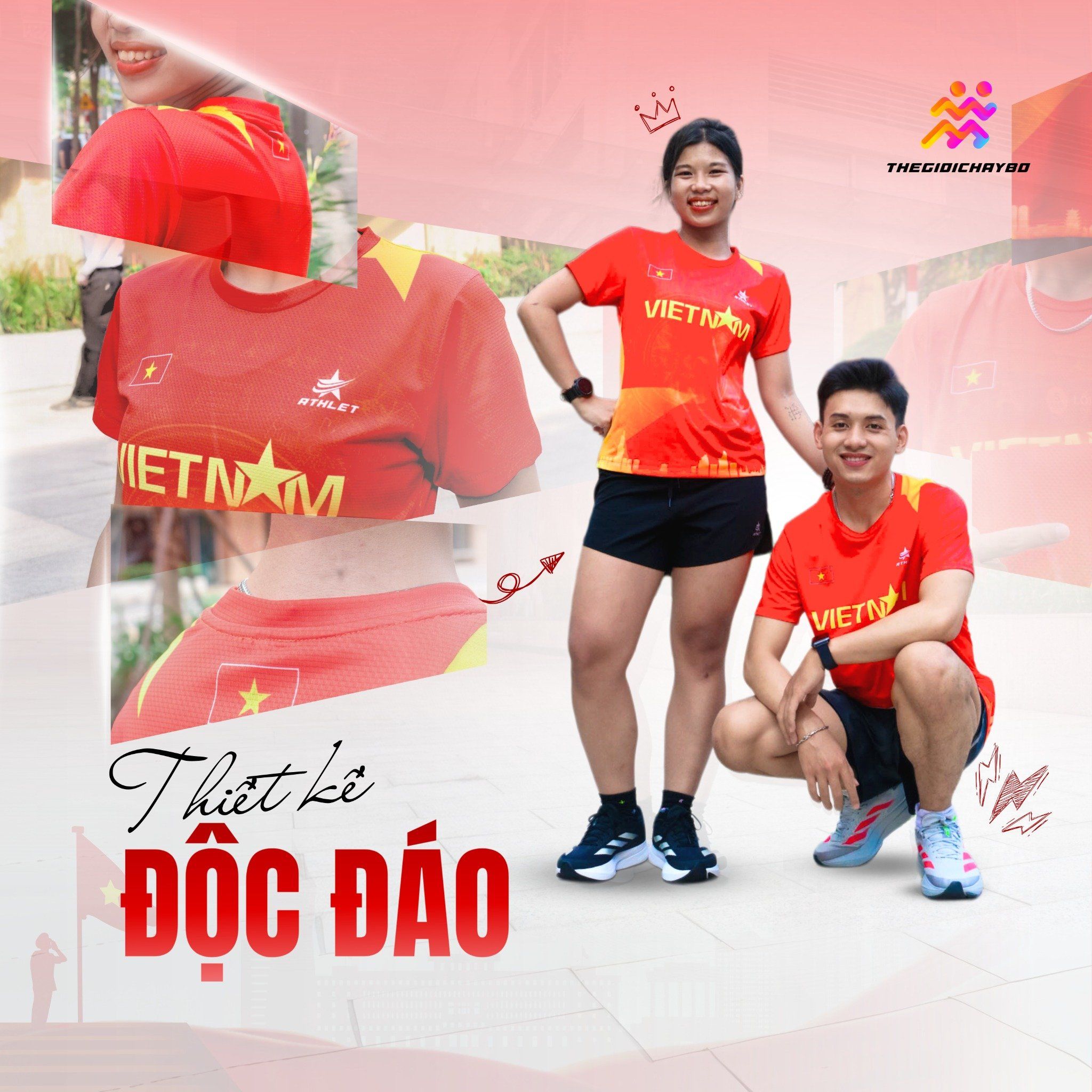  Áo Chạy Bộ T-shirt Athlet Unisex Thoáng Mát, Nhanh Khô - Việt Nam 