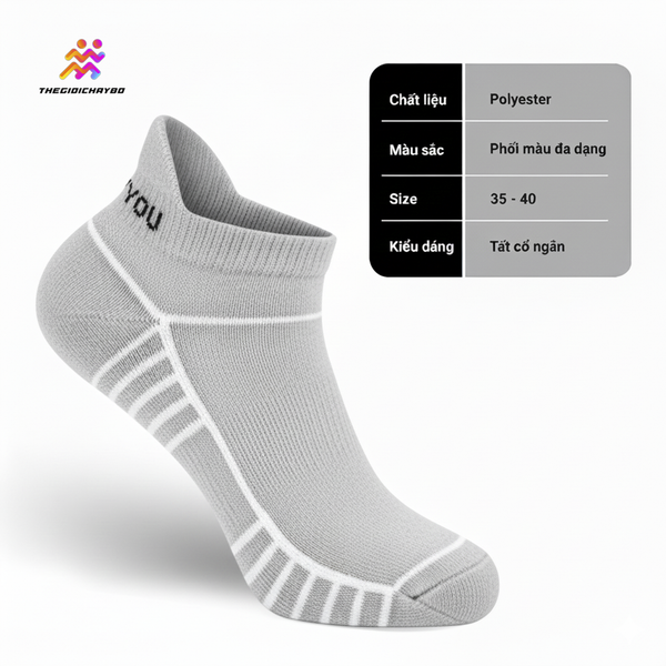  Tất/Vớ Cổ Ngắn Upper You Light Cushion SPM2005 - Xám 