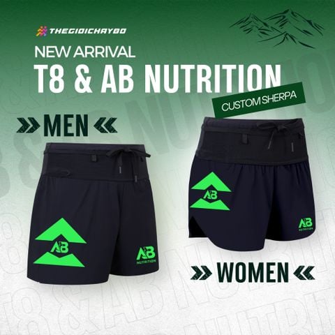  Quần Short Chạy Bộ Nam T8-AB Nutrition Custom Sherpa - Green Logo 