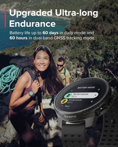  Đồng Hồ GPS Suunto Vertical Viền Thép Đen 49mm, Dây Silicone - Black 