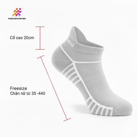  Tất/Vớ Cổ Ngắn Upper You Light Cushion SPM2005 - Xám 