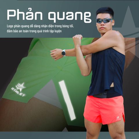  Quần Short Chạy Bộ Athlet ATQ403 Đa Năng , Có Đai Belt - Cam 