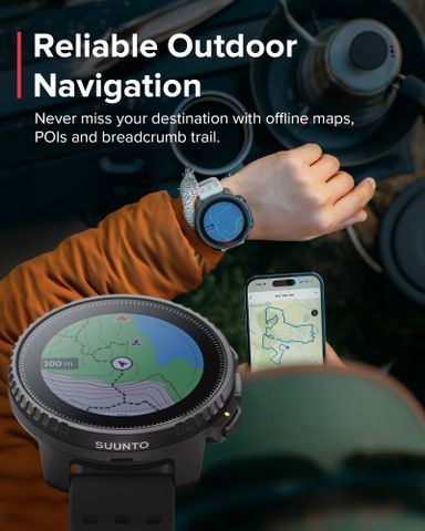  Đồng Hồ GPS Suunto Vertical Viền Thép Đen 49mm, Dây Silicone - Black 