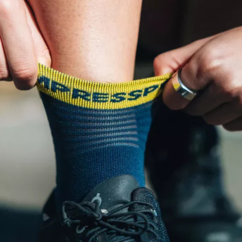  Vớ thể thao chạy bộ Compressport Pro Racing Socks v4.0 Run Low - (Blues/Green Sheen) 
