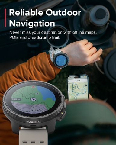  Đồng Hồ GPS Suunto Vertical Viền Thép Đen 49mm, Dây Silicone - Black Sand 