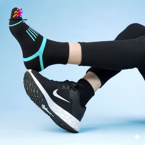  Tất/Vớ Cổ Ngắn Upper You Light Cushion SPM3003 - Đen/Xanh Ngọc 