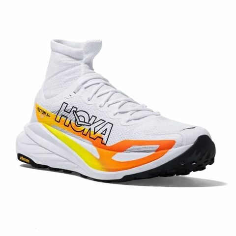  Giày Chạy Địa Hình Nam Hoka Tecton X 4 - Frost / Neon tangerine 