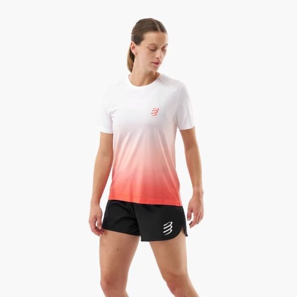  Áo Tay Ngắn Thể Thao Nữ Compressport Performance SS T-Shirt - Fluo Red/White 