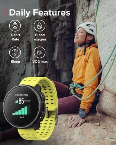  Đồng Hồ GPS Suunto Vertical Viền Thép Đen 49mm, Dây Silicone - Black Lime 