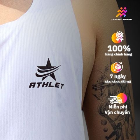  Áo Chạy Bộ Singlet Athlet ATS101 Unisex Siêu Nhẹ, Thoáng Khi, Nhanh Khô - Đỏ Trắng 