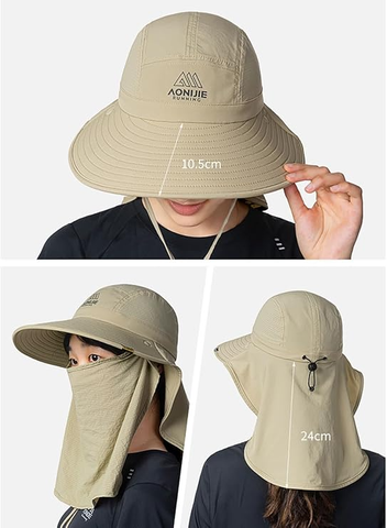  Mũ Rộng Vành Che Gáy Dã Ngoại Aonijie, Chống Nắng, Thoáng Khí – Khaki 