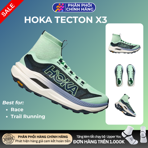  [MUA 1 ĐÔI GIẢM 35%, MUA 2 ĐÔI GIẢM 50%] Giày Chạy Bộ Nữ Hoka Tecton X 3 - Mint fluorite / Varsity Navy 