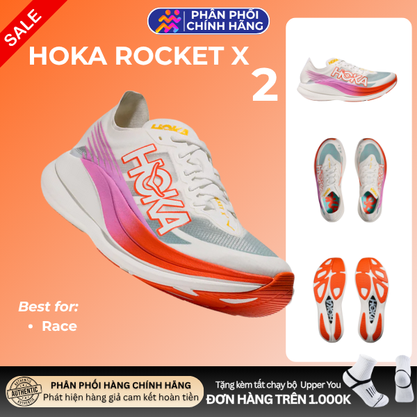  Giày Chạy Bộ Unisex Hoka Rocket X 2 - Frost / Lava 