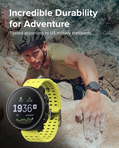  Đồng Hồ GPS Suunto Vertical Viền Thép Đen 49mm, Dây Silicone - Black Lime 