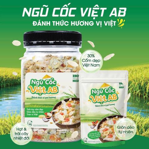  Túi Ngũ Cốc Việt AB - Cốm Dẹp Miền Tây Mix Hạt Và Trái Cây Sấy 