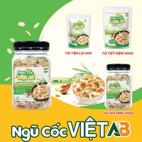  Túi Ngũ Cốc Việt AB - Cốm Dẹp Miền Tây Mix Hạt Và Trái Cây Sấy 
