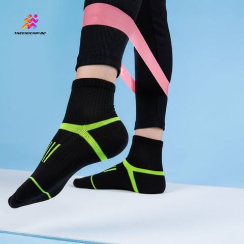  Tất/Vớ Cổ Ngắn Upper You Light Cushion SPM3003 - Đen/Xanh Dạ Quang 