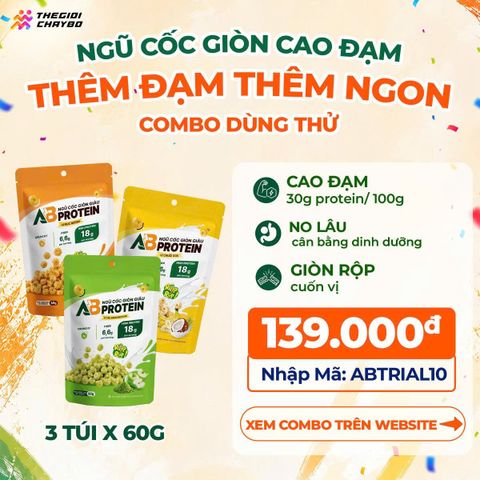  Combo 3 Túi Ngũ Cốc Giòn Cao Đạm AB 60g – Mix Vị 
