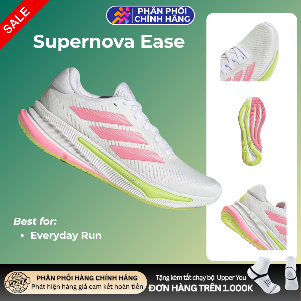  Giày Chạy Bộ Nữ Adidas Supernova Ease - White / Pulse Lime / Pink 