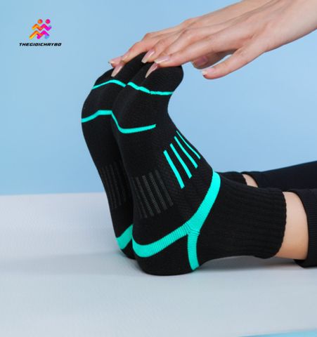  Tất/Vớ Cổ Ngắn Upper You Light Cushion SPM3003 - Đen/Xanh Ngọc 