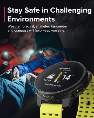  Đồng Hồ GPS Suunto Vertical Viền Thép Đen 49mm, Dây Silicone - Black Lime 