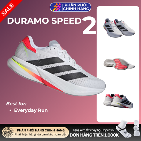  [MUA 1 ĐÔI GIẢM 35%, MUA 2 ĐÔI GIẢM 50%] Giày Chạy Bộ Nam Adidas Duramo Speed 2 - White / Black / Lucid Red 