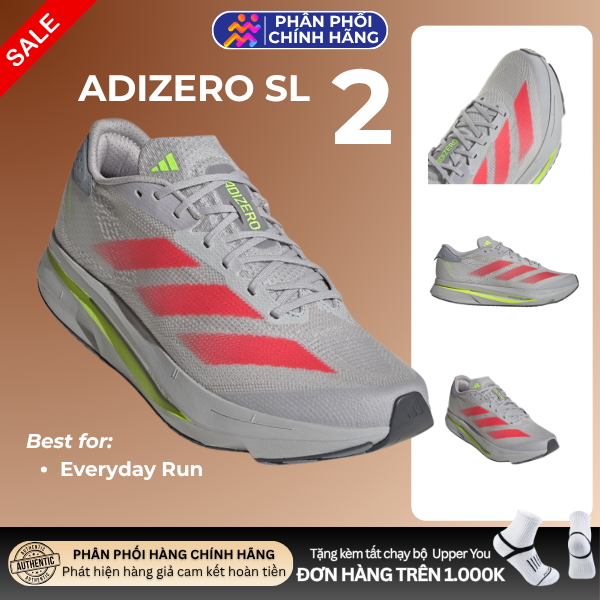  Giày Chạy Bộ Nam Adidas Adizero Sl2 - Grey Two / Lucid Red 