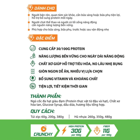  Túi Ngũ Cốc Giòn Cao Đạm AB - Vị Táo Xanh Matcha 