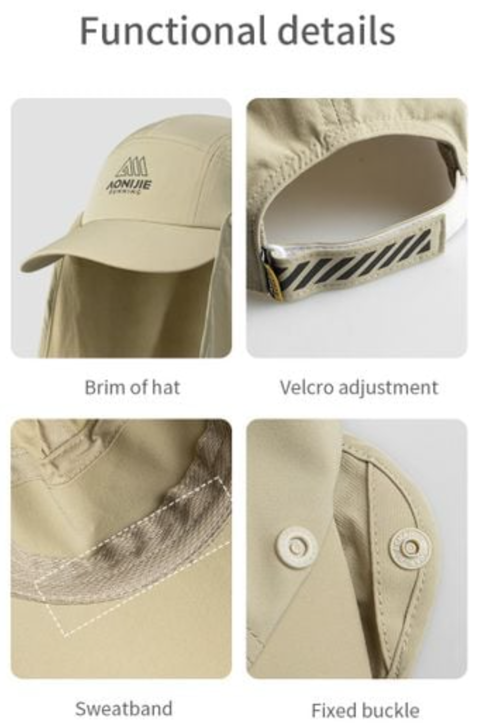  Nón Chống Nắng Unisex Aonijie E4626 Kèm Khăn Che Cổ Tháo Rời - Grey 