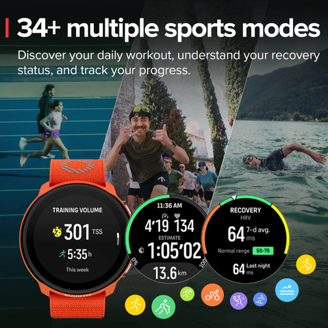  Đồng Hồ GPS Suunto Run Viền Thép 46mm, Dây Đeo Nylon - Coral Orange 