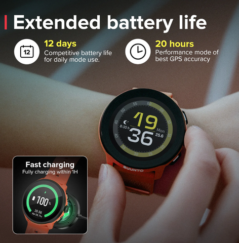  Đồng Hồ GPS Suunto Run Viền Thép 46mm, Dây Đeo Nylon - Coral Orange 