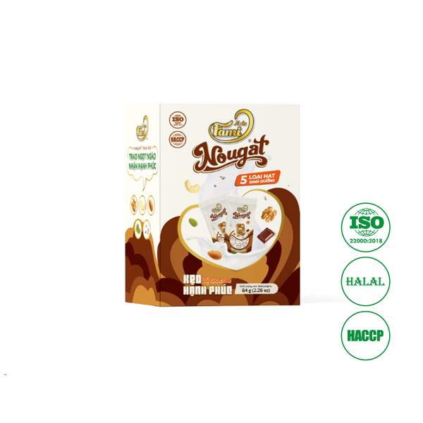  Kẹo Hạnh Phúc (Nougat) Faminuts Hộp giấy 128g - Vị Socola 