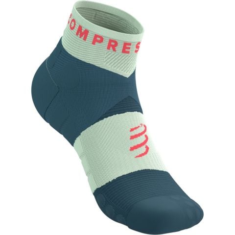  Tất chạy Trail Compressport Ultra Trail Low Socks - Trắng/Xanh 