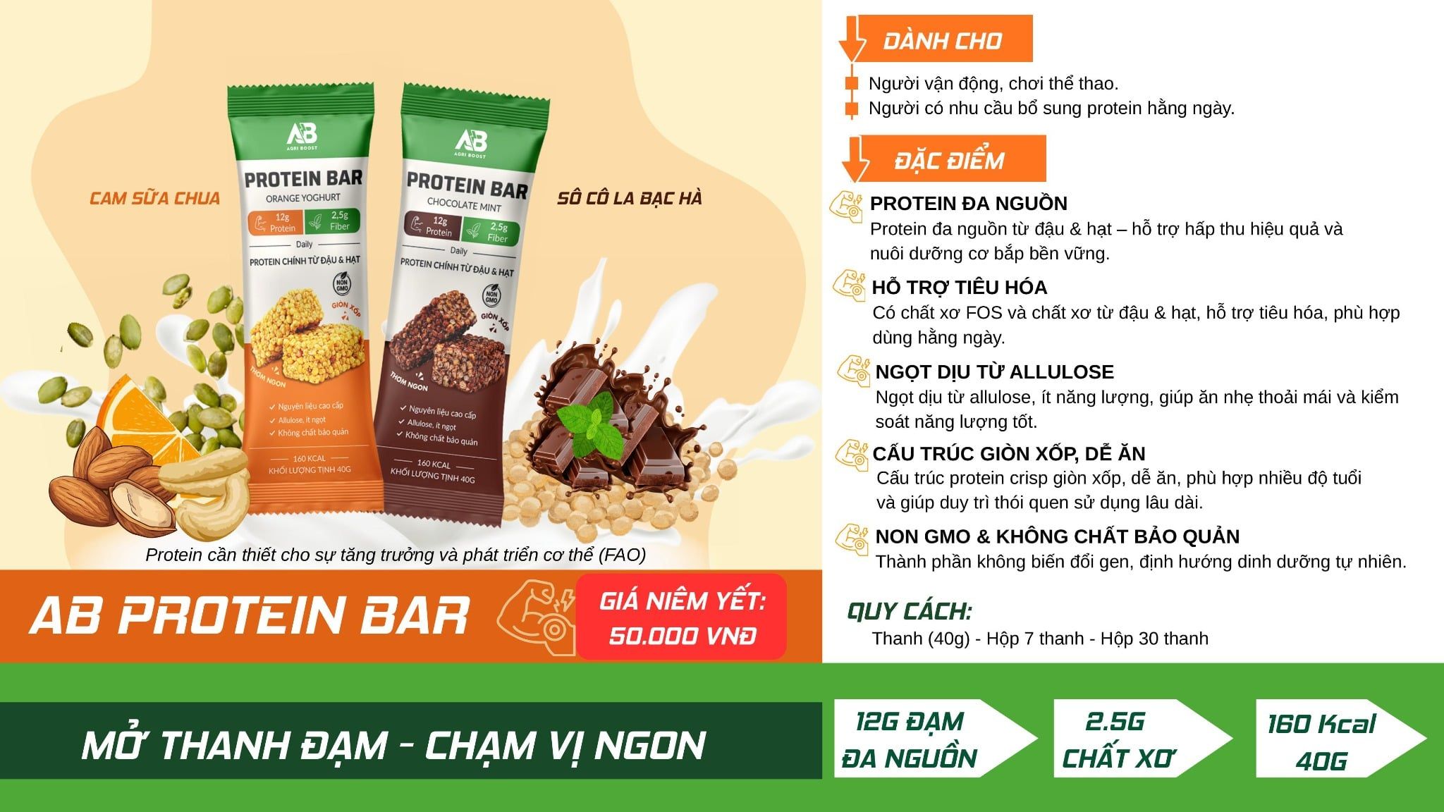  AB Protein Bar – Vị Cam Sữa Chua 