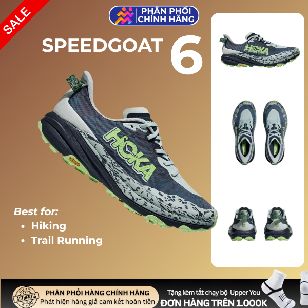  Giày Chạy Bộ Nữ Hoka Speedgoat 6 Wide - Moonlight / Thunder Cloud 