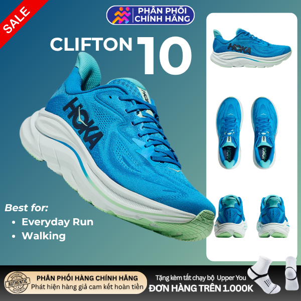  Giày Chạy Bộ Nam Hoka Clifton 10 Wide - Blue / Skyward Blue 
