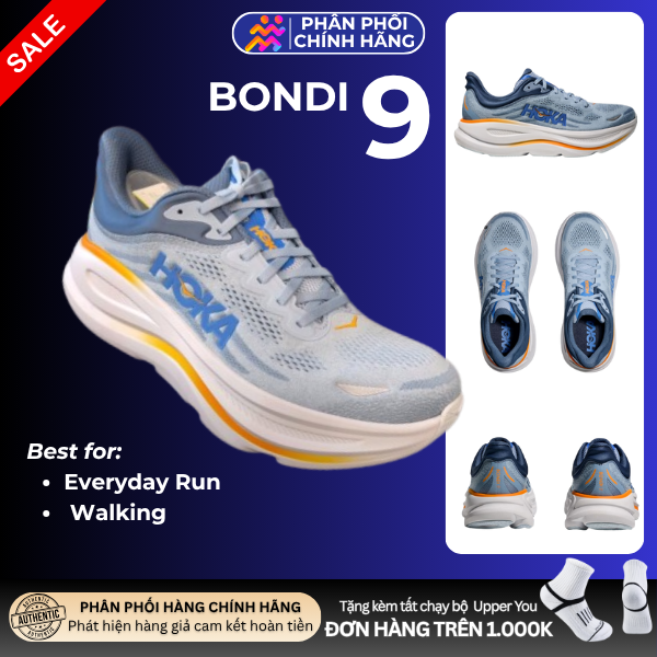  Giày Chạy Bộ Nam Hoka Bondi 9 Wide - Drizzle / Downpour 
