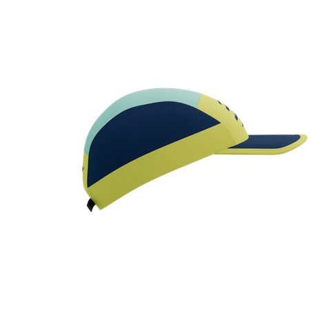  Nón Chạy Bộ Compressport 5 Panel Light Cap - Eggshell Blue/Green Sheen/Dress Blues 