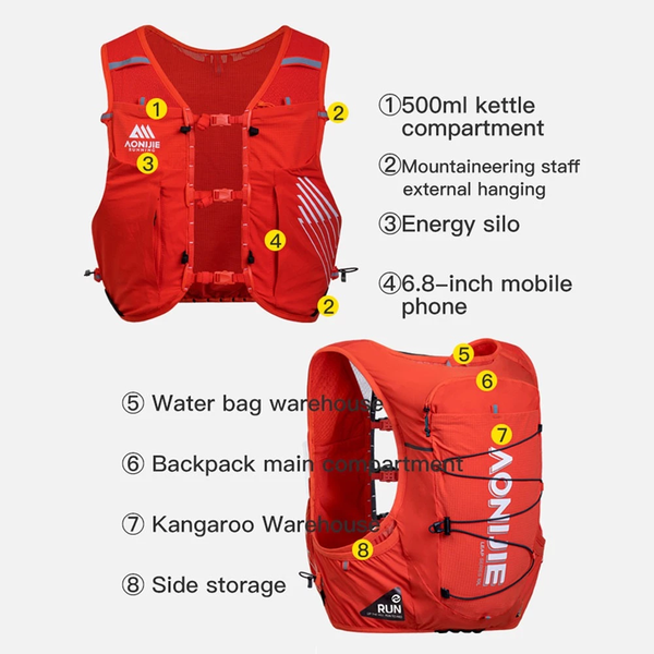  Vest Nước Chạy Bộ Aonijie C9116 Trail Running 10L - Cam 