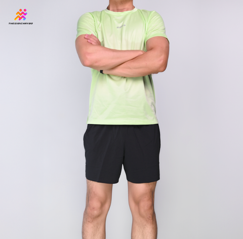  Quần Short Chạy Bộ 5 Inchs Athlet ATQ502 Đa Năng , Có Đai Belt - Đen Caro 