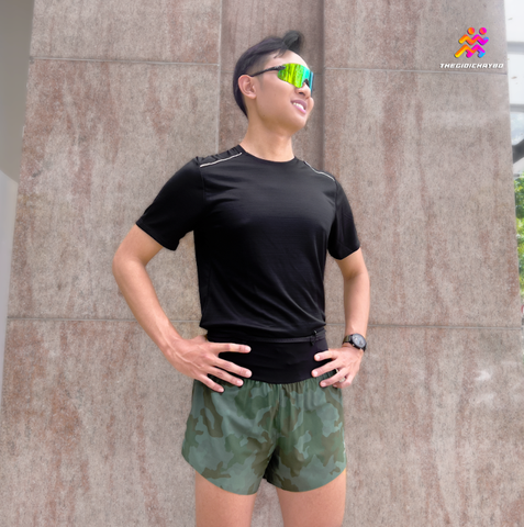  Quần Short Chạy Bộ Athlet ATQ409 Đa Năng , Có Đai Belt - Xanh Camo 