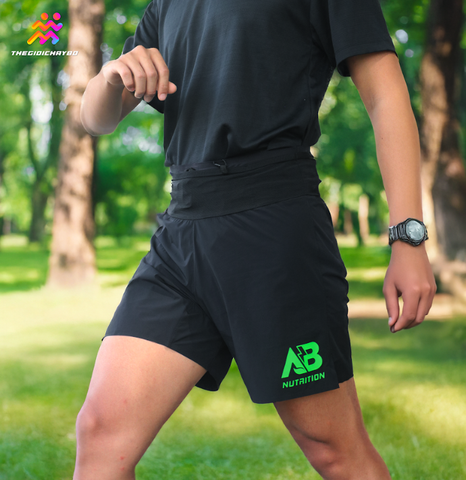  Quần Short Chạy Bộ Nam T8-AB Nutrition Custom Sherpa - Green Logo 